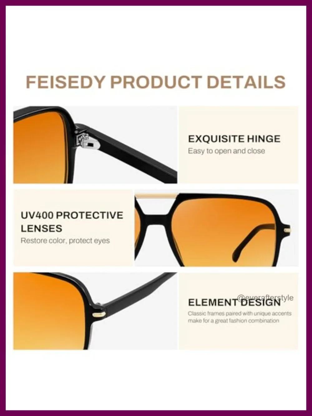 Retro Aviator Sunglasses for Women Men UV400 Protective Oversized Square Frame